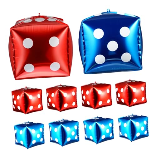 minkissy 10 Stück Teiliges Würfel Folienballon Aluminiumfolie Rot und Blau Dekorative Party Deko für Hochzeit Geburtstag Themenfeier Kreative Fotorequisiten Langlebig und Einfach von minkissy