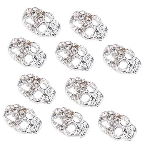 minkissy 10 Stücke Aufkleber Maniküre Skeleton Edelsteine ​​ Schädel Strass Nagel Aufkleber Spitze Weiß von minkissy