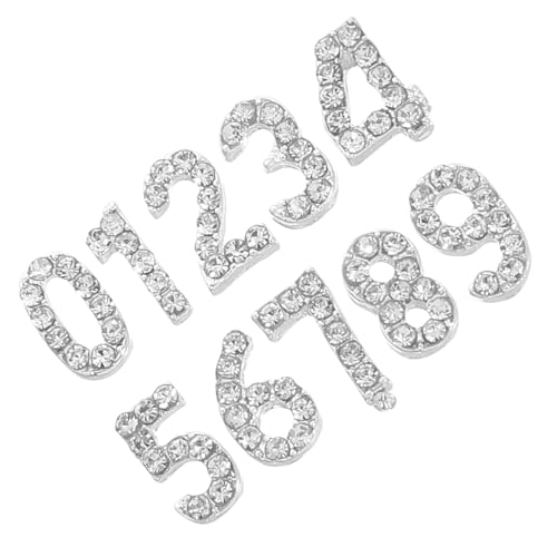 minkissy 100 Stück Flatback Nail Gems Zahlen Charms aus Eisen mit Funkelnden Strasssteinen Einfache Anwendung für DIY Nagelkunst Langlebige Maniküre Schmuckaccessoires für Mädchen und von minkissy