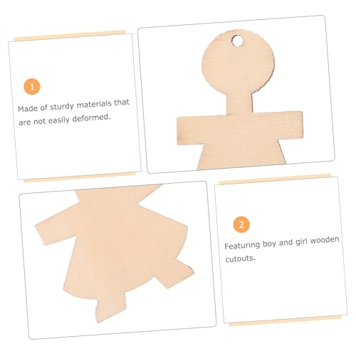 minkissy 100 Stück Holzfiguren Junge und Mädchen Formen Unbehandelte Holzteile für Diy Bastelprojekte Vielseitige Holzscheiben für Heimdekoration und Kreatives Gestalten von minkissy