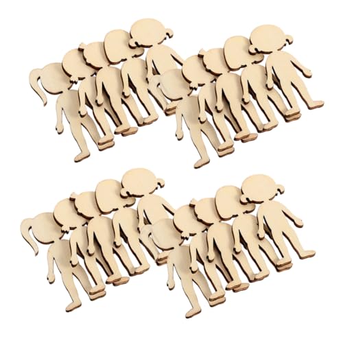 minkissy 100 Stück Mädchen Holzfiguren Unlackierte DIY Bastelholzscheiben für Kindergarten und Zuhause Fördern Kreativität und Fantasie Holz bastelset von minkissy