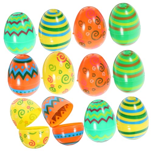minkissy 12 Stück Bunte Wiederverwendbare Ostereier Leere Plastikeier für Ostern Kreative Deko für Bastelmaterial und Party Schmuck von minkissy