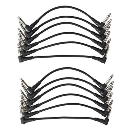 minkissy 12 Stück Gitarren Patchkabel Schwarzes Verbindungskabel für Effektpedale Langlebig und Zuverlässig für Gitarren und Bassinstrumente für Musikliebhaber von minkissy