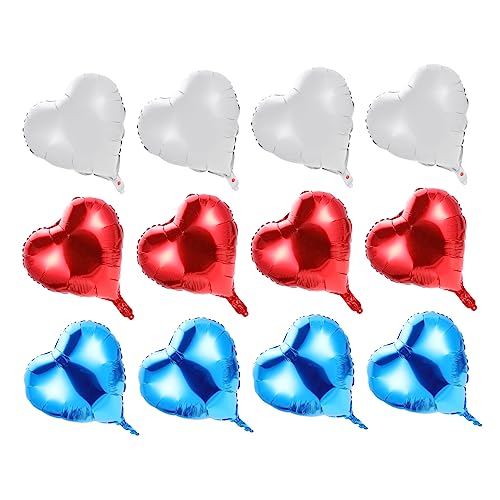 minkissy 12 Stück Herz Folienballons für Juli Aluminiumfolie in Rot Weiß und Blau Dekoration für Independence Day Feiern Einfach zu Verwenden und Vielseitig Einsetzbar von minkissy