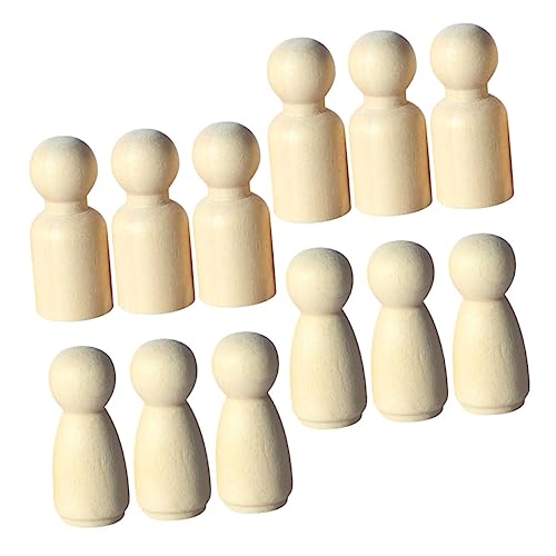 minkissy 12 Stück Teiliges DIY Holzfiguren Mini Holzpuppen Unbemalt zum Bemalen und Basteln Leichte Holzmodelle für Puppenhaus Dekoration und Kreative Handwerksprojekte von minkissy