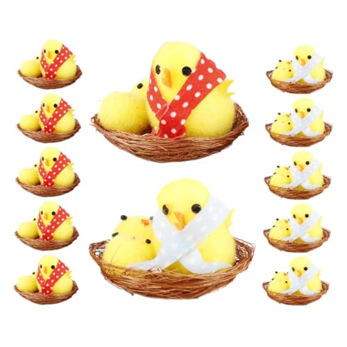 minkissy 12 Stück Teiliges Mini Küken Dekorationsset Flauschige für DIY Bastelset und Partydekoration Vielseitige Mini Hühner Figuren als Geschenkidee von minkissy