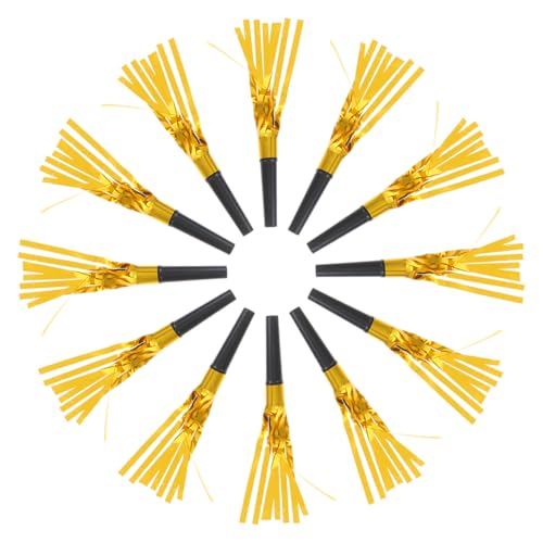 minkissy 12 Stück Teiliges Partytröten mit Goldenen Quasten Festliche Pfeifen zum Anfeuern Year Partyzubehör für Geburtstags und Silvesterfeiern Einzigartiges Design für Fröhliche Stimmung von minkissy