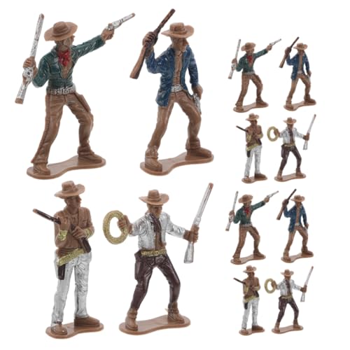 minkissy 12 Stück Teiliges Western Cowboy Figuren Langlebige Amerikanische Skulpturen mit Lebendigen Farben als Western Partydekoration Cake Topper und Pädagogisches Sammelspielzeug von minkissy