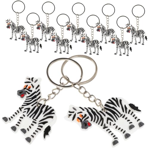 minkissy 12 Stück Teiliges Zebra Schlüsselanhänger Süße Tieranhänger für Praktische Tasche Schlüsselringe Lustiges Partyzubehör Weiches Material für Wildtier mottopartys und Geschenke von minkissy