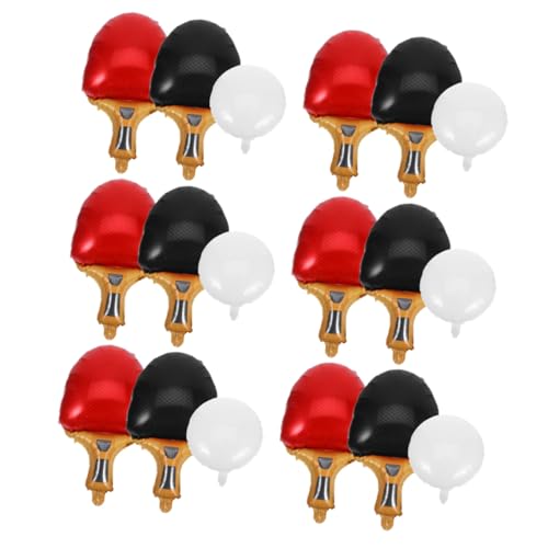 minkissy 15 Stück Teiliges Aluminium Tischtennisballon Realistischen Roten und Schwarzen Schlägern und Weißen Bällen Interaktive Sportparty-deko für Turniere Geburtstage und Sportliche von minkissy