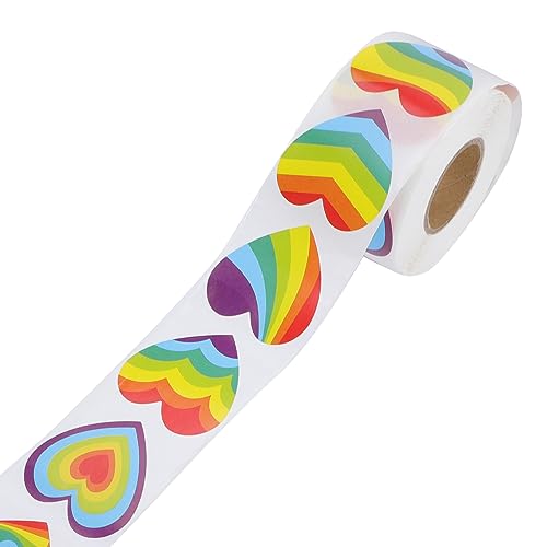 minkissy 1Rolle Pride Rainbow Herzaufkleber Rolle Selbstklebende Regenbogen Sticker für Hochzeiten Valentinstag und Geschenkverpackungen für Etiketten und Dekorationen minkissy 1Rolle Pride Rainbow Herzaufkleber Rolle Selbstklebende Regenbogen Sticker für Hochzeiten Valentinstag und Geschenkverpackungen für Etiketten und Dekorationen von minkissy