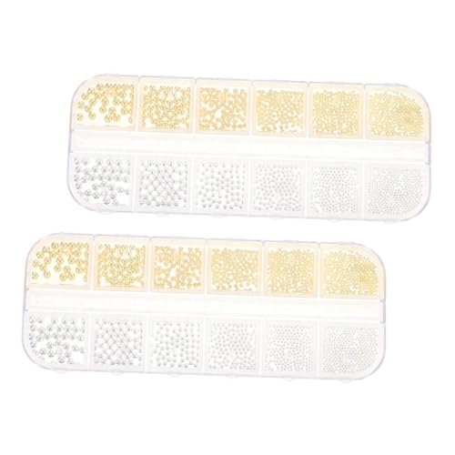 minkissy 2 Boxen Boxen Nagelkunst Metallperlen Mix Gold Silber Stahlkugeln Caviar Beads für DIY Maniküre Nail Charms Schmuckdekorationen Nagelzubehör für Frauen Mädchen von minkissy