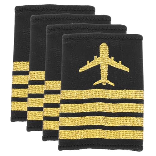 minkissy 2 Paare Patches Epauletten Flug Schulterklappen Für Uniform Begleiter -uniformabzeichen Pilot Bretter Zubehör -schulterklappen Schwarz Schleife von minkissy