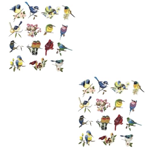 minkissy 2 Sätze Patch -stickstoff Stickerei Gestickte Anwendung Aufnäher Für Vogelkleidung Flecken Flicken Für Kleidung Vogel Patch Gestickte Aufnäher Bestickt Stickgarn 15 Stücke * 2 von minkissy