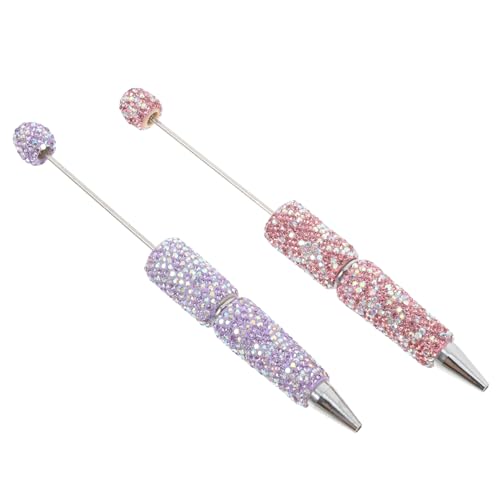 minkissy 2 Stück Diamant-Kugelschreiber bleistifte Stift erneut Kristallstifte Perlensets für Stifte Perlen für Perlenstifte funkelnde Stifte großer Stift Perlenstift-Set Strasssteine von minkissy