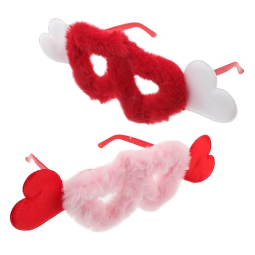 minkissy 2 Stück Herzförmige Plüsch-sonnenbrillen Kuschelig Weiche Samt Brillen Trendige Damen Partybrillen Valentinstag Accessoire Für Frauen von minkissy