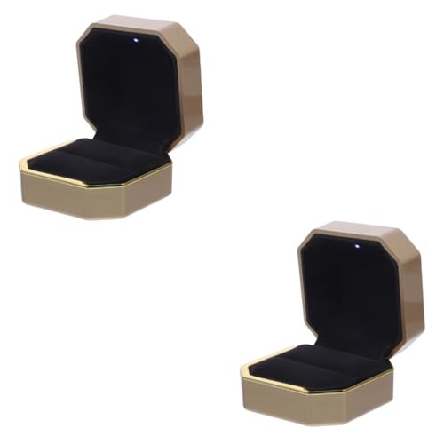 minkissy 2 Stück Hochwertige LED Ringbox im für Verlobungsringe Tragbare Schmuckschatulle mit Licht für Hochzeitsanträge und Besondere Anlässe von minkissy