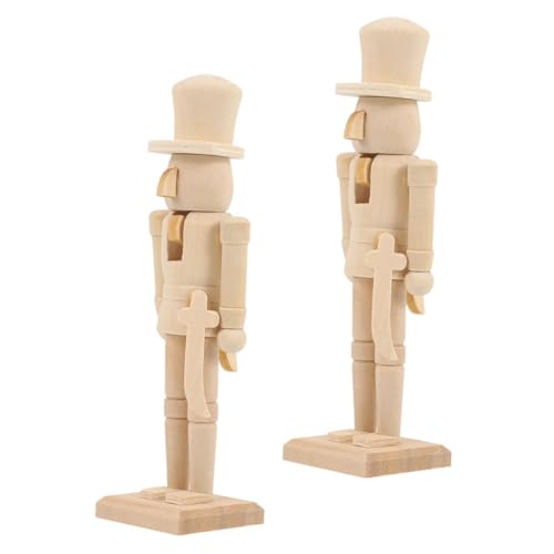 minkissy 2 Stück Holz zum Selbstgestalten Unbemalt Stabile Weihnachts Dekoration DIY Holzfigur Soldat Handgefertigte Weihnachts Ornamente Festliche Bastelidee von minkissy