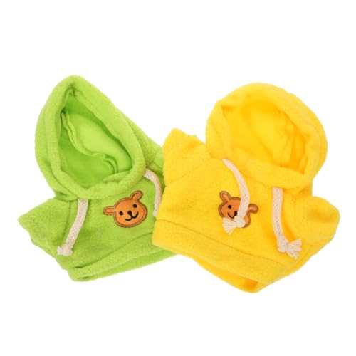 minkissy 2 Stück Hoodie Kleidung für Plüschbären Teiliges aus Grüner und Gelber Kleidung für Kuscheltiere und Puppen Langlebig und Waschbar Vielseitige Dekoration von minkissy