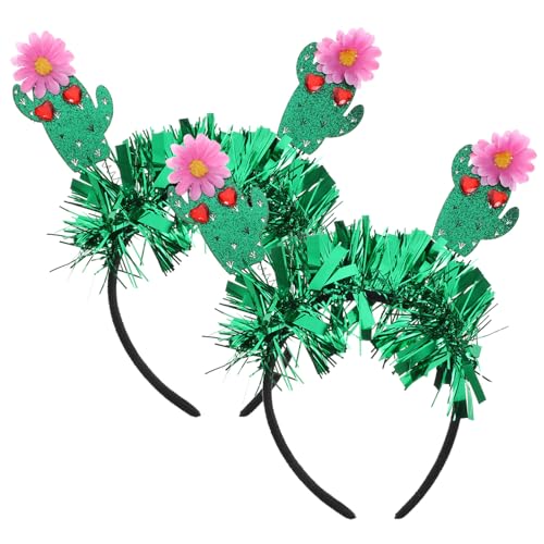 minkissy 2 Stück Kaktus-Stirnband Glitzer-Quasten-Haarband Kaktus-Sombrero-Kopfbopper Hawaiianischer Strand-Pool-Party-Haarreifen Kopfbedeckung Tropische Haardekorationen Für Frauen Und von minkissy