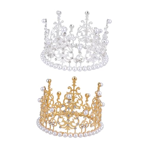minkissy 2 Stück Krone Kuchen Deko Toppers für Geburtstag und Hochzeit Dekoration für Backwaren Alloy Kuchenverzierung Kindergeburtstag Deko von minkissy