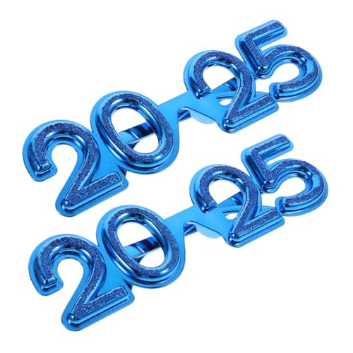 minkissy 2 Stück Neujahrs Partybrille Teiliges Leichte Bequeme Silvester Deko mit Leuchtendem Blau Kreative Foto Requisite für Damen und Herren Strapazierfähige Festbrille von minkissy