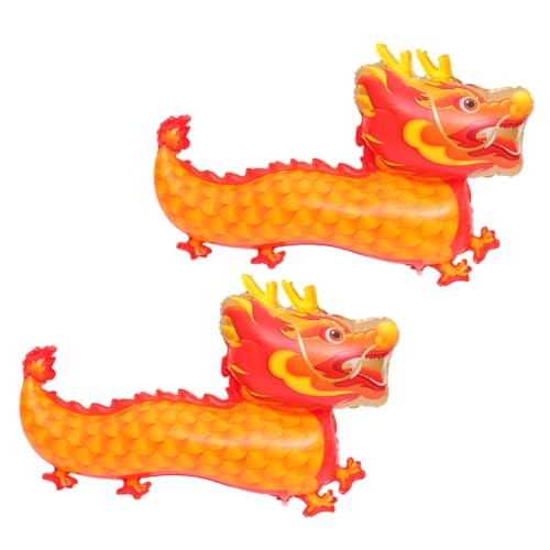minkissy 2 Stück Teiliges Dragon Folienballon Orange Chinesisches Frühlingsfest Partydeko Langlebige Luftballons für Neujahr Kindergeburtstag Leichte Auffällige Drachendeko von minkissy