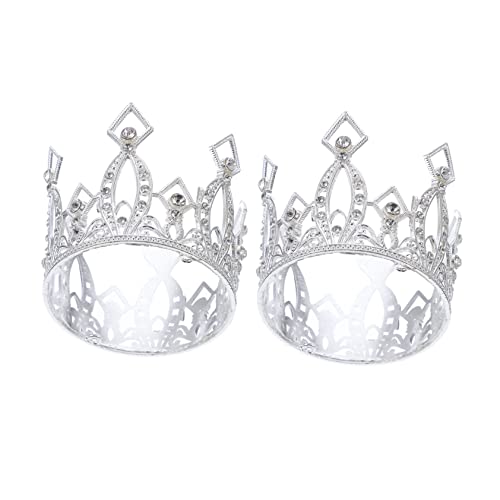 minkissy 2 Stück Teiliges Mini Kronen Cake Topper Silber Filigrane Dessert Dekoration für Geburtstagstorten Kinderparty Tortendeko Glamouröse Tischdeko und Prinzessinnen Accessoire von minkissy