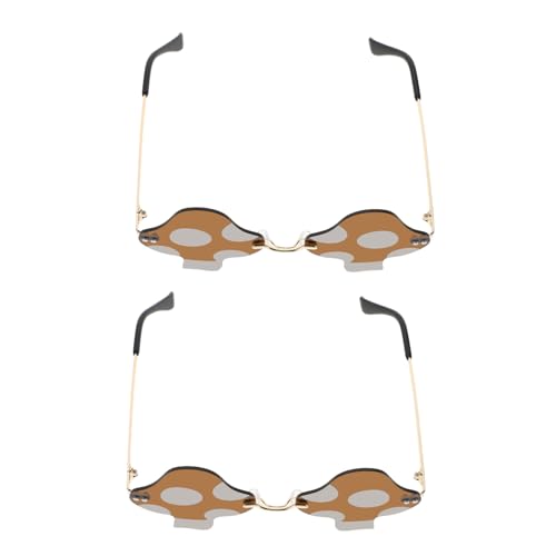 minkissy 2 Stück Vintage Randlose Brille für Festivals Strand Cosplay Unisex Lustige Statement Sonnenbrillen mit Uv Schutz und Leichtem von minkissy