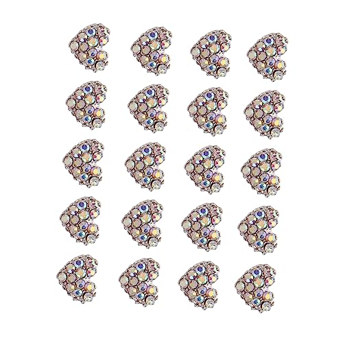 minkissy 20 Stück Herz-Strass-Nagel-Kunst Herz Nagel Edelsteine für Nägel Nailart-Strasssteine schmucksteine gemuse aufkleber Nagelkunstabziehbilder Nagelkunst-Anhänger Legierung Colorful von minkissy