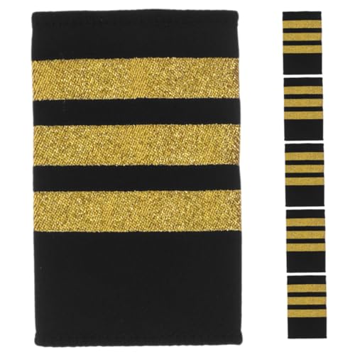 minkissy 3 Paare Goldener Schulterstempel Kapitäns-schulterklappen Pilotenuniform Lanyard Badge Holder Handyhalterung Armband Schleife von minkissy