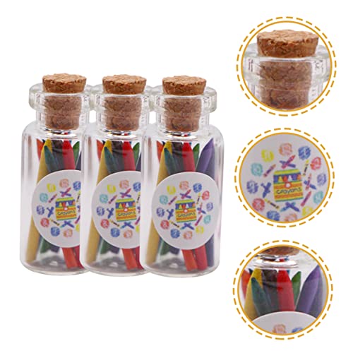 minkissy 3 Satz Teiliges Miniatur Buntstifte in Flasche Lebendige Farbige Simulation Dekoratives Zubehör für Puppenhaus und Miniatur Kreative DIY Modelle von minkissy