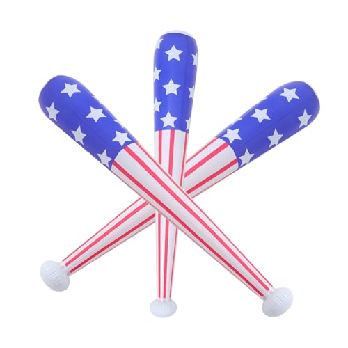 minkissy 3 Stück Aufblasbare Baseballschläger aus Langlebig und Sicher für Independence Day Partys Outdoor Sportevents und Patriotische Feierlichkeiten Einfache Mund oder Werkzeugbefüllung von minkissy