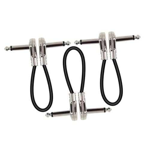 minkissy 3 Stück Gitarren Patchkabel Silberne Flachstecker Geräuschreduzierend für Gitarre und Effektpedale für Bühnenauftritte und Straßenperformances von minkissy