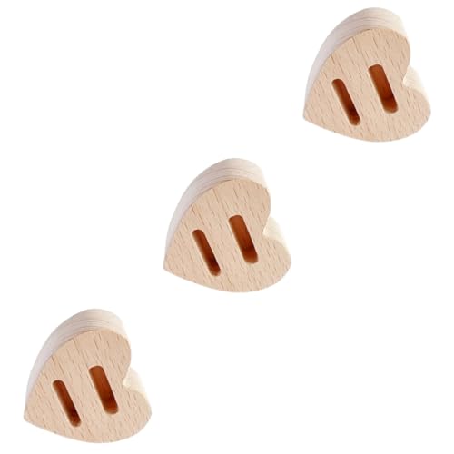 minkissy 3 Stück Herzförmiger Ringdisplay Ständer Unbehandeltem Holz Doppelslot Ringhalter für Schmuckpräsentation und Aufbewahrung für Ringe und Kleine Accessoires von minkissy