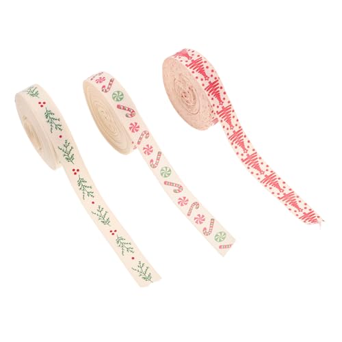 minkissy 3 Stück Teiliges Baumwollband Weihnachten Yards Candy-motiv Geschenkband für Geschenkverpackung Basteln Dekoration Kränze Festliche Schleifen Langlebig Farbecht minkissy 3 Stück Teiliges Baumwollband Weihnachten Yards Candy-motiv Geschenkband für Geschenkverpackung Basteln Dekoration Kränze Festliche Schleifen Langlebig Farbecht von minkissy