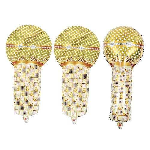 minkissy 3 Stück Teiliges Mikrofon Folienballon Retro Partydeko aus Langlebigem Aluminiumfolie für Erwachsene Auffällige Fotokulisse und Cosplay Accessoire für Musikfest von minkissy
