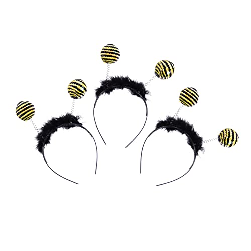 minkissy 3 stücke Bee Pailletten Stirnband Antenne Haarband Damen Geschenke Bienenkopf Boppers Antenne Stirnband Tentakel Kopfschmuck Niedlich Hairhoop Erwachsene Headwear Stirnbänder Cosplay Ball von minkissy