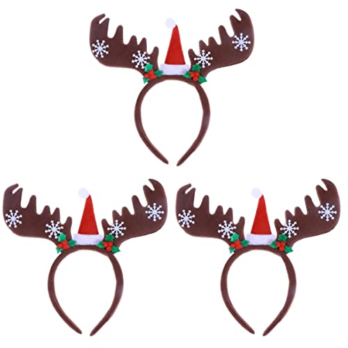 minkissy 3 x Rentier-Haarbänder aus Kunststoff, Geweih, Kopfschmuck, Weihnachtsfeiern, Braun, für Neujahr, Haarband, Zubehör, Hirsch, Party, Stirnbänder, Spielzeug von minkissy