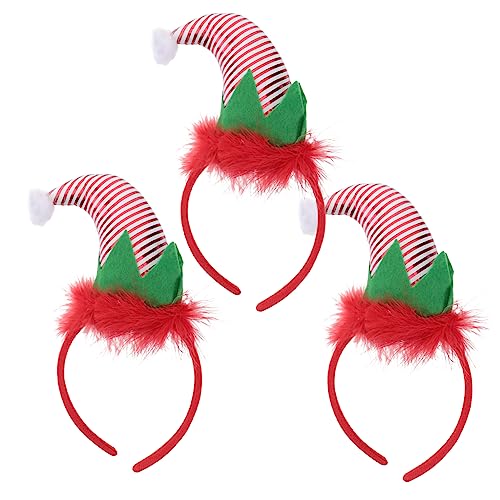minkissy 3 x Weihnachts-Stirnband, Haarreif, Weihnachts-Kopfbedeckung, Elfenhut, Erwachsene, Weihnachten, Party, Hut, Stirnbänder, Weihnachten, Haarbänder, Kinder, Tiara, Kind, Kunststoff, für Damen, von minkissy