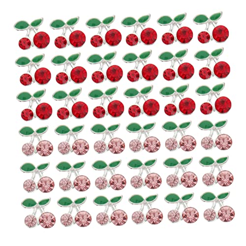 minkissy 36 Stück Nagelsticker Kirsche Kirsch-maniküre-strasssteine Nagelkunst-edelsteine 3d-kirschnagelanhänger Charme Nagel Kunst Dekoration Kirschsteine ​​für Nägel Nagelbolzen Legierung von minkissy