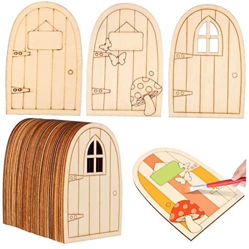 minkissy 36 Stück Teiliges Mini Holz Wichteltüren Unbemalt Glatte Oberfläche Robust und Biegsam Bastelzubehör für Kinderzimmer Garten und Weihnachtsdeko für Scrapbooking und Kreativprojekte von minkissy