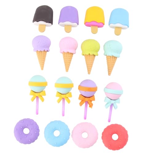 minkissy 4 Boxen Box Cartoon Radiergummis in Obst Tierform Kreative Schul Schreibwaren für Weiche Langlebige Radierer in Eiscreme Donut Kegelform für Schüler und Kunst von minkissy