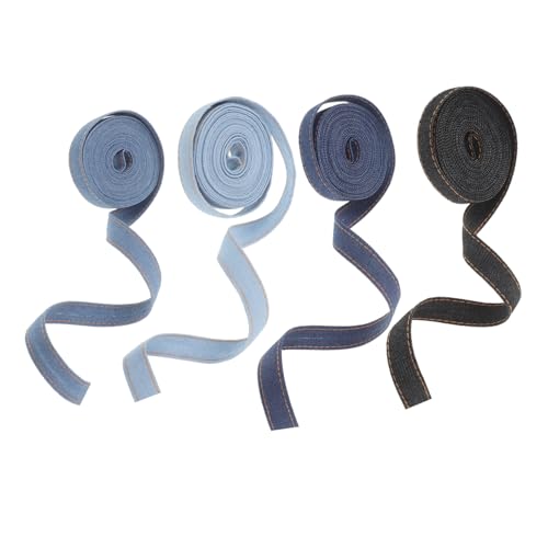 minkissy 4 Rollen Denim Ribbon Jeansstoffband Je Strapazierfähiges Nähband für Kleidung Haaraccessoires Diy Basteln für Mode und Dekoration von minkissy