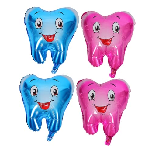 minkissy 4 Stück Aluminium Zahnballons Cartoon Shower Dekorationen Langlebig Auslaufsicher Einfache Befüllung für Babypartys Zahn Themen Party Banner Veranstaltung von minkissy