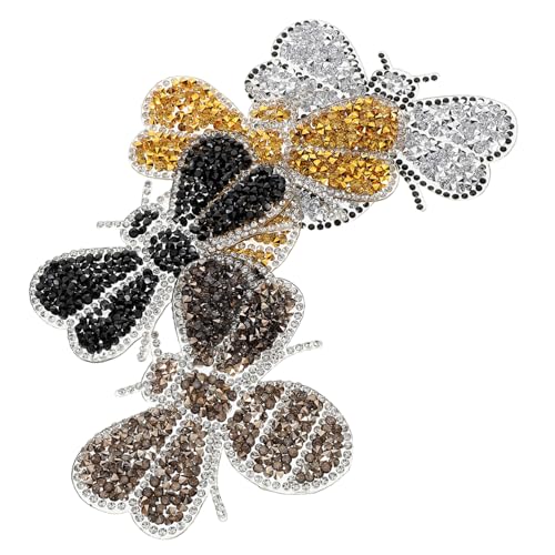 minkissy 4 Stück Bienen Strass Flicken Mit Heizplatte Zum Aufbügeln Auf Hüte Mantel Flicken Aufbügler Für Jeans Strass Flicken Zum Aufbügeln Cheer Flicken Girly Flicken Zum von minkissy