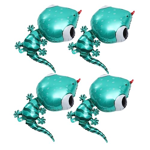 minkissy 4 Stück Eidechsen Folienballons Lustige Tierballons für Kindergeburtstag Shower und Kreative Entzückende Tierformen aus Aluminiumfolie von minkissy
