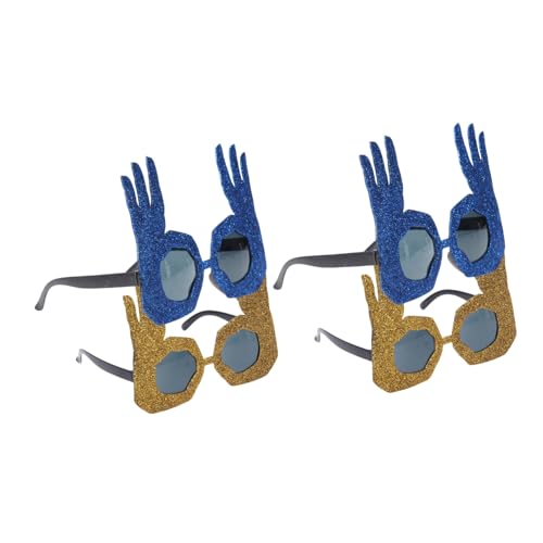 minkissy 4 Stück Fingerbrillen Ok-hand-geste Sonnenbrille Party-accessoire für Kostüme Damen Herren Lustige Brille Glitzer Material Robuste Foto Requisiten von minkissy