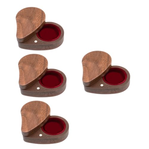 minkissy 4 Stück Herzförmige Schmuckbox Holz Kleine Aufbewahrungsbox für Ringe und Ohrringe Robuste und Schmuckschatulle Walnussholz für von minkissy