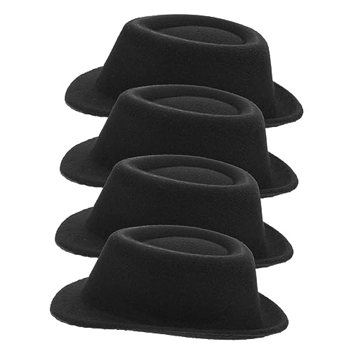 minkissy 4 Stück Mini Jazzhut Teiliges Kleine Puppenhüte Dekorative Miniatur Hüte für Puppen Fotografie und Cosplay Langlebig Leicht Vielseitig Einsetzbar Schwarze Mini Hüte von minkissy